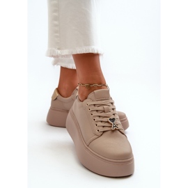 Deportivas Mujer de Piel con Plataforma Beige Vinceza 66700 8