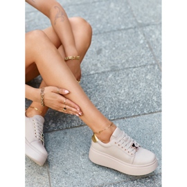 Deportivas Mujer de Piel con Plataforma Beige Vinceza 66700 3