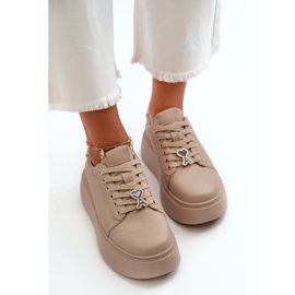 Deportivas Mujer de Piel con Plataforma Beige Vinceza 66700 9
