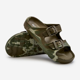 Chanclas ligeras de espuma para niño con hebillas verde oscuro Adirnaca 3