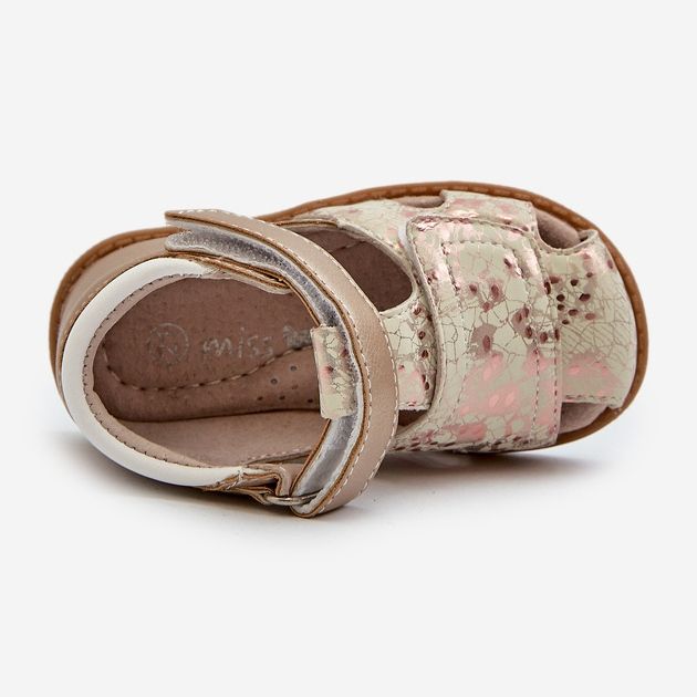 Sandalias Infantiles Estampadas Velcro Maellita Dorada dorado 1