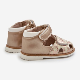 Sandalias Infantiles Estampadas Velcro Maellita Dorada dorado 3
