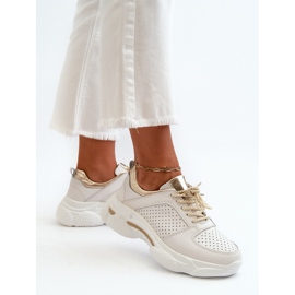 Zapatillas de mujer de piel con suela gruesa Dzumati blanco y dorado 5