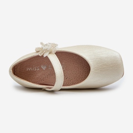 Bailarinas infantiles con purpurina y cierre de velcro Beige Jeylin 1
