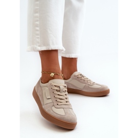 Deportivas Mujer Piel Gris y Beige Vinceza 7333 2