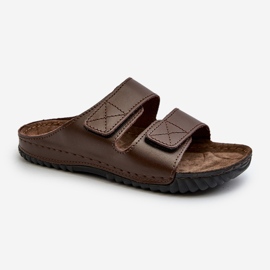 Chanclas de Hombre Cómodas con Tiras de Velcro Inblu FM00001U Marrón Oscuro 4