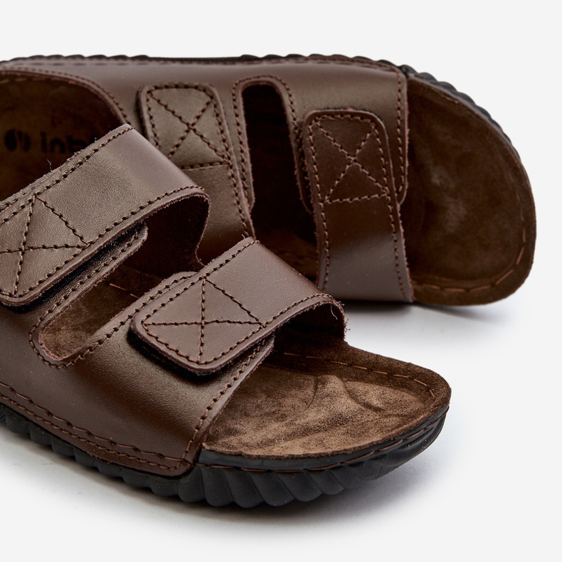 Chanclas de Hombre Cómodas con Tiras de Velcro Inblu FM00001U Marrón Oscuro 2