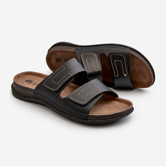 Chanclas de Hombre Cómodas con Tiras de Velcro Inblu GV00002I Negro 1