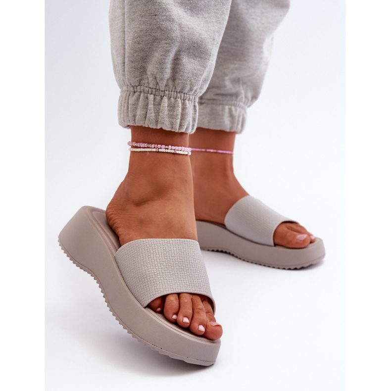 Chanclas de Mujer con Plataforma y Cuña Gris Vimarils 2