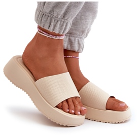 Chanclas de Mujer con Plataforma y Cuña, Beige Claro Vimarils 7