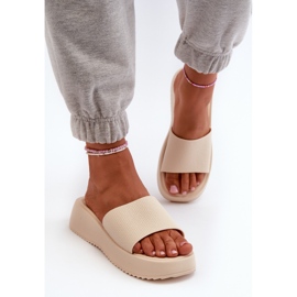 Chanclas de Mujer con Plataforma y Cuña, Beige Claro Vimarils 4