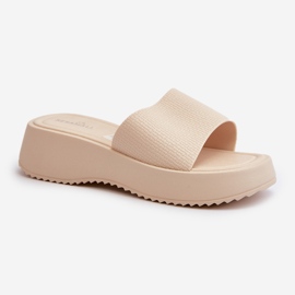 Chanclas de Mujer con Plataforma y Cuña, Beige Claro Vimarils 3