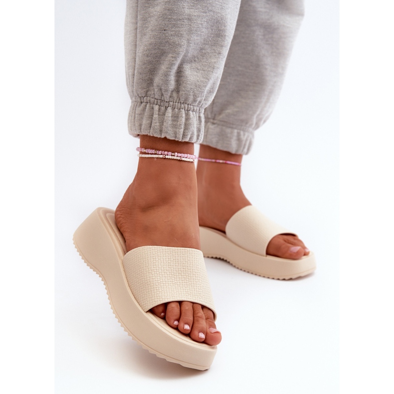Chanclas de Mujer con Plataforma y Cuña, Beige Claro Vimarils 2 Chanclas de Mujer con Plataforma y Cuña, Beige Claro Vimarils 2
