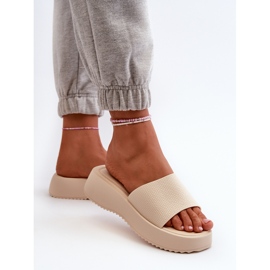 Chanclas de Mujer con Plataforma y Cuña, Beige Claro Vimarils 5