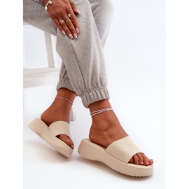 Chanclas de Mujer con Plataforma y Cuña, Beige Claro Vimarils 6