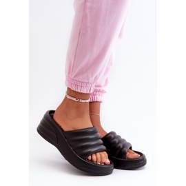Chanclas ligeras de espuma para mujer con cuña y plataforma, Negro Tendrea 1