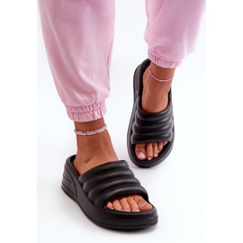 Chanclas ligeras de espuma para mujer con cuña y plataforma, Negro Tendrea 4