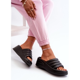 Chanclas ligeras de espuma para mujer con cuña y plataforma, Negro Tendrea 5