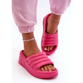 Chanclas ligeras de espuma para mujer con cuña y plataforma, Fucsia Tendrea rosado 4