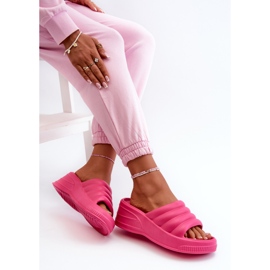 Chanclas ligeras de espuma para mujer con cuña y plataforma, Fucsia Tendrea rosado 5