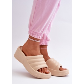 Chanclas de mujer ligeras de espuma con cuña y plataforma beige Tendrea 1