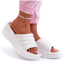 Chanclas ligeras de espuma para mujer con cuña y plataforma, blanco Tendrea 7