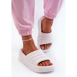 Chanclas ligeras de espuma para mujer con cuña y plataforma, blanco Tendrea 4