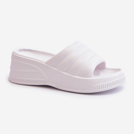 Chanclas ligeras de espuma para mujer con cuña y plataforma, blanco Tendrea 3