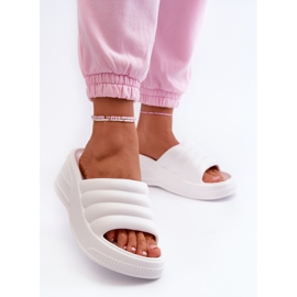 Chanclas ligeras de espuma para mujer con cuña y plataforma, blanco Tendrea 2