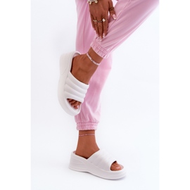 Chanclas ligeras de espuma para mujer con cuña y plataforma, blanco Tendrea 5
