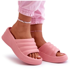 Chanclas ligeras de espuma para mujer con cuña y plataforma, rosa Tendrea rosado 6
