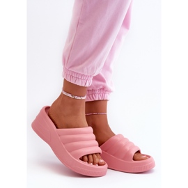 Chanclas ligeras de espuma para mujer con cuña y plataforma, rosa Tendrea rosado 1