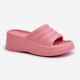 Chanclas ligeras de espuma para mujer con cuña y plataforma, rosa Tendrea rosado 3
