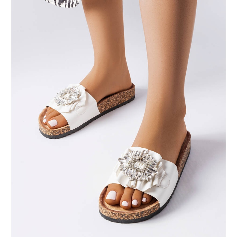 Chanclas blancas con suela de corcho de Roy blanco 1