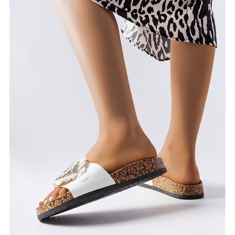 Chanclas blancas con suela de corcho de Roy blanco 2