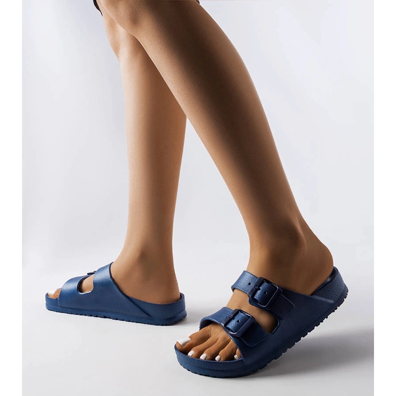 Chanclas de goma azul marino con hebillas Eugene 1 Chanclas de goma azul marino con hebillas Eugene 1