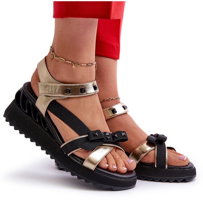 S.Barski Sandalias Mujer Con Lazo D&amp;A CR956 Dorado 4