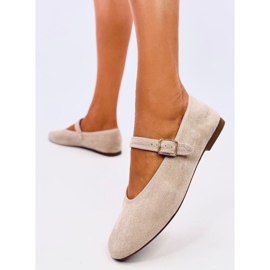 Bailarinas Soltani caqui con correa beige 3