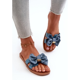 Chanclas de mujer azules con lazo Rivarina 4