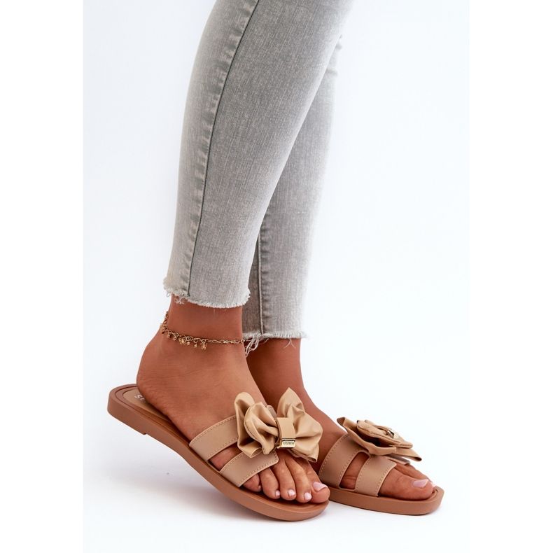 Chanclas de Mujer con Lazo Camel Rivarina marrón 1 Chanclas de Mujer con Lazo Camel Rivarina marrón 1