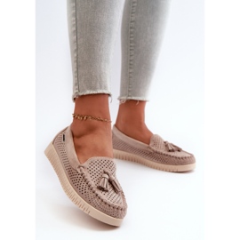 Mocasines Calados de Mujer Confeccionados en Ante Ecológico, Tinami Beige 3
