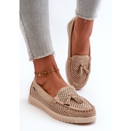 Mocasines de Mujer Calados en Ante Ecológico, Tinami Dorado 5