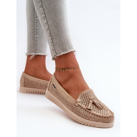 Mocasines de Mujer Calados en Ante Ecológico, Tinami Dorado 6