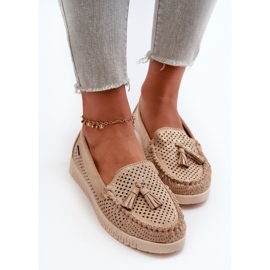 Mocasines de Mujer Calados en Ante Ecológico, Tinami Dorado 7