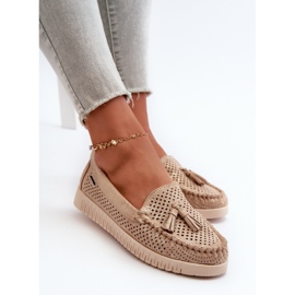 Mocasines de Mujer Calados en Ante Ecológico, Tinami Dorado 8