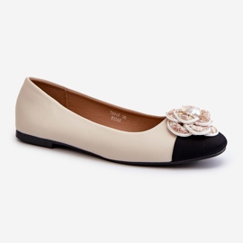 Bailarinas Mujer Piel Ecológica Detalle Decorativo Beige Divinella 3
