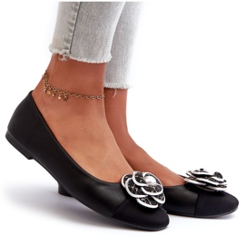 Bailarinas De Mujer De Piel Ecológica Con Detalle Decorativo Negro Divinella 7