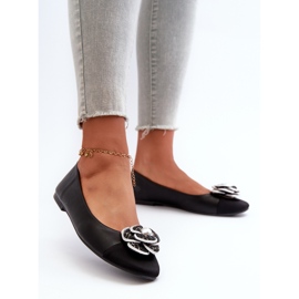 Bailarinas De Mujer De Piel Ecológica Con Detalle Decorativo Negro Divinella 2