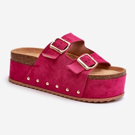 Chanclas De Mujer Con Plataforma Enorme Y Hebillas Fucsia Cremila rosado 3
