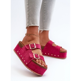Chanclas De Mujer Con Plataforma Enorme Y Hebillas Fucsia Cremila rosado 2